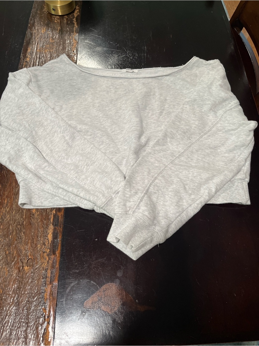 Women's Light Gray off the shoulder cropped sweatshirt  - Garage